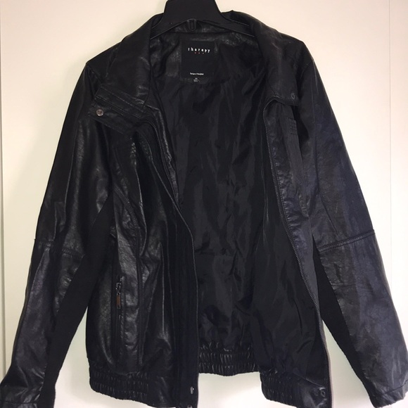 Black Faux Leather Jack with Stretch Arms & Waist - Picture 4 of 8